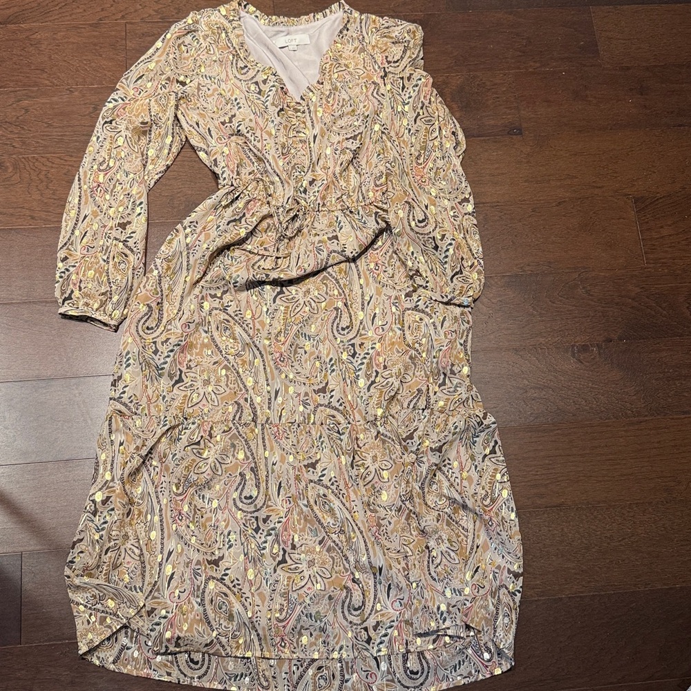 LOFT Paisley Print Midi Dress - Multicolor